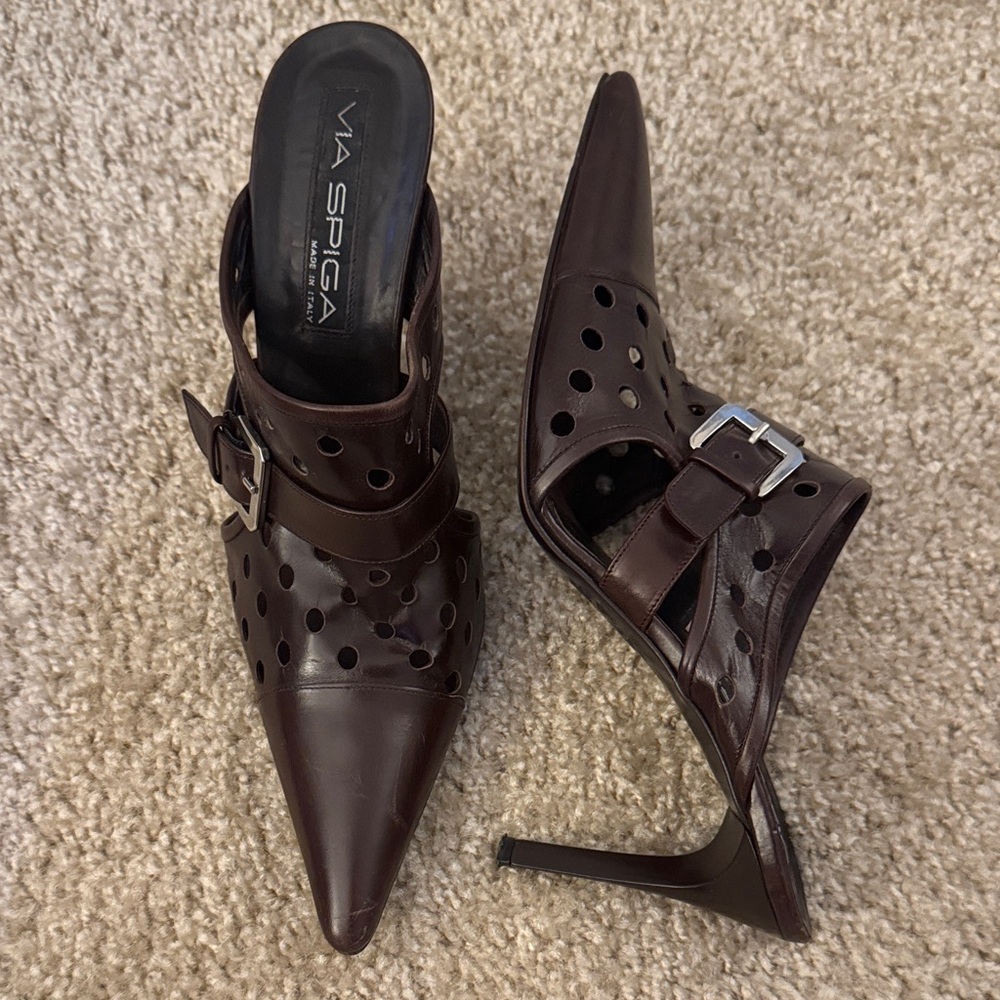 Via Spiga Dark Brown Cutout Heels